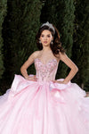 Load image into Gallery viewer, Wholesale Beaded Illusion Sweetheart Puff Sleeve Glitter Tulle Ballgown Quinceañera Gown by LA299