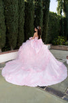 Load image into Gallery viewer, Wholesale Beaded Illusion Sweetheart Puff Sleeve Glitter Tulle Ballgown Quinceañera Gown by LA299