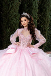 Load image into Gallery viewer, Wholesale Beaded Illusion Sweetheart Puff Sleeve Glitter Tulle Ballgown Quinceañera Gown by LA299