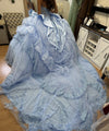 Load image into Gallery viewer, Wholesale Beaded Illusion Sweetheart Puff Sleeve Glitter Tulle Ballgown Quinceañera Gown by LA299 - - Quinceanera Dress LA Merchandise
