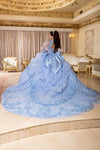 Load image into Gallery viewer, Wholesale Beaded Illusion Sweetheart Puff Sleeve Glitter Tulle Ballgown Quinceañera Gown by LA299