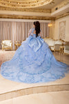 Load image into Gallery viewer, Wholesale Beaded Illusion Sweetheart Puff Sleeve Glitter Tulle Ballgown Quinceañera Gown by LA299