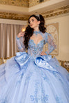 Load image into Gallery viewer, Wholesale Beaded Illusion Sweetheart Puff Sleeve Glitter Tulle Ballgown Quinceañera Gown by LA299