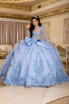 Load image into Gallery viewer, Wholesale Beaded Illusion Sweetheart Puff Sleeve Glitter Tulle Ballgown Quinceañera Gown by LA299