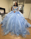 Load image into Gallery viewer, Wholesale Beaded Illusion Sweetheart Puff Sleeve Glitter Tulle Ballgown Quinceañera Gown by LA299 - - Quinceanera Dress LA Merchandise