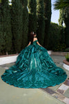 Load image into Gallery viewer, Wholesale Off-Shoulder Beaded Corset Satin Ballgown Quinceañera Gown with Train by LA300