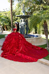 Load image into Gallery viewer, Wholesale Off-Shoulder Beaded Corset Satin Ballgown Quinceañera Gown with Train by LA300