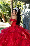 Load image into Gallery viewer, Wholesale Off-Shoulder Beaded Corset Satin Ballgown Quinceañera Gown with Train by LA300