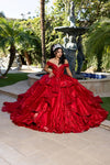 Load image into Gallery viewer, Wholesale Off-Shoulder Beaded Corset Satin Ballgown Quinceañera Gown with Train by LA300