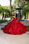 Load image into Gallery viewer, Wholesale Off-Shoulder Beaded Corset Satin Ballgown Quinceañera Gown with Train by LA300