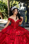 Load image into Gallery viewer, Wholesale Off-Shoulder Beaded Corset Satin Ballgown Quinceañera Gown with Train by LA300