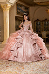 Load image into Gallery viewer, Wholesale Off-Shoulder Beaded Corset Satin Ballgown Quinceañera Gown with Train by LA300