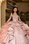 Load image into Gallery viewer, Wholesale Off-Shoulder Beaded Corset Satin Ballgown Quinceañera Gown with Train by LA300
