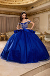 Load image into Gallery viewer, Wholesale Off-Shoulder Beaded Illusion Corset Glitter Tulle Ballgown Quinceañera Gown by LA301 - ROYAL SILVER - Quinceanera Dress LA Merchandise