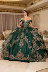 Load image into Gallery viewer, Wholesale Off-Shoulder Sweetheart Glitter Tulle Embroidered Lace Appliqué Tiered Ballgown by LA302