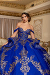 Load image into Gallery viewer, Wholesale Off-Shoulder Sweetheart Glitter Tulle Embroidered Lace Appliqué Tiered Ballgown by LA302