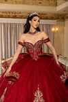 Load image into Gallery viewer, Wholesale Off-Shoulder Beaded Illusion Corset Glitter Tulle Ballgown Quinceañera Gown by LA303 - - Quinceanera Dress LA Merchandise