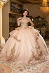 Load image into Gallery viewer, Wholesale Off-Shoulder Beaded Illusion Corset Glitter Tulle Ballgown Quinceañera Gown by LA303 - - Quinceanera Dress LA Merchandise