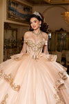 Load image into Gallery viewer, Wholesale Off-Shoulder Beaded Illusion Corset Glitter Tulle Ballgown Quinceañera Gown by LA303 - - Quinceanera Dress LA Merchandise