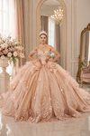 Load image into Gallery viewer, Wholesale Off-Shoulder Sweetheart Beaded Corset Glitter Tulle Ballgown Quinceañera Gown by LA306 - ROSEGOLD - Quinceanera Dresses LA Merchandise