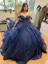 Load image into Gallery viewer, Wholesale Off-Shoulder Sweetheart Beaded Corset Glitter Tulle Ballgown Quinceañera Gown by LA306