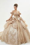 Load image into Gallery viewer, Off-Shoulder Crystal Beaded Corset Organza Ruffle Ball Gown Quinceañera Dress by LA307