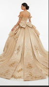 Load image into Gallery viewer, Off-Shoulder Crystal Beaded Corset Organza Ruffle Ball Gown Quinceañera Dress by LA307