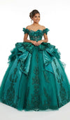 Load image into Gallery viewer, Off-Shoulder Crystal Beaded Corset Organza Ruffle Ball Gown Quinceañera Dress by LA307
