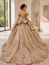 Load image into Gallery viewer, Off-Shoulder Crystal Beaded Corset Organza Ruffle Ball Gown Quinceañera Dress by LA307 - - Quinceanera Dresses LA Merchandise