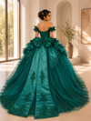 Load image into Gallery viewer, Off-Shoulder Crystal Beaded Corset Organza Ruffle Ball Gown Quinceañera Dress by LA307 - - Quinceanera Dresses LA Merchandise
