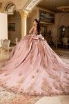 Load image into Gallery viewer, Wholesale Off-Shoulder Crystal Fringe Illusion Corset Baroque Ballgown Quinceañera Gown by LA309