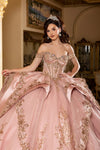 Load image into Gallery viewer, Wholesale Off-Shoulder Crystal Fringe Illusion Corset Baroque Ballgown Quinceañera Gown by LA309