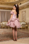 Load image into Gallery viewer, Wholesale Off-Shoulder Satin Corset Tiered Ruffle Ballgown Quinceañera Gown with Train by LA312