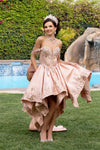 Load image into Gallery viewer, LA314 Wholesale Off-Shoulder Quinceañera Ball Gown with Lace Sequin Appliqués &amp; Oversized Back Bow - - Quinceanera Dresses LA MERCHANDISE