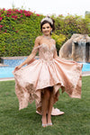 Load image into Gallery viewer, LA314 Wholesale Off-Shoulder Quinceañera Ball Gown with Lace Sequin Appliqués &amp; Oversized Back Bow - - Quinceanera Dresses LA MERCHANDISE