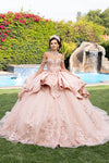 Load image into Gallery viewer, LA314 Wholesale Off-Shoulder Quinceañera Ball Gown with Lace Sequin Appliqués &amp; Oversized Back Bow - - Quinceanera Dresses LA MERCHANDISE