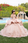 Load image into Gallery viewer, LA314 Wholesale Off-Shoulder Quinceañera Ball Gown with Lace Sequin Appliqués &amp; Oversized Back Bow - - Quinceanera Dresses LA MERCHANDISE