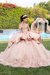 Load image into Gallery viewer, LA314 Wholesale Off-Shoulder Quinceañera Ball Gown with Lace Sequin Appliqués &amp; Oversized Back Bow - - Quinceanera Dresses LA MERCHANDISE