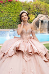 Load image into Gallery viewer, LA314 Wholesale Off-Shoulder Quinceañera Ball Gown with Lace Sequin Appliqués &amp; Oversized Back Bow - - Quinceanera Dresses LA MERCHANDISE
