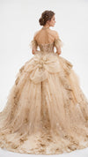 Load image into Gallery viewer, Wholesale Off-Shoulder Sweetheart Beaded Glitter Tulle Ball Gown with Floral Lace Appliqué by LA317 - - Quinceanera Dress LA Merchandise