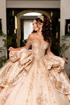 Cargar imagen en el visor de la galería, LA319 Wholesale Off-Shoulder Sweetheart Corset Glitter Quinceañera Ball Gown with Sweeping Train - - Quinceanera Dress LA Merchandise