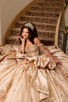 Cargar imagen en el visor de la galería, LA319 Wholesale Off-Shoulder Sweetheart Corset Glitter Quinceañera Ball Gown with Sweeping Train - - Quinceanera Dress LA Merchandise