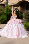 Cargar imagen en el visor de la galería, LA321 Wholesale Off-Shoulder Satin Beaded Sweetheart Bodice Lace Appliqués Bow &amp; Train Ball Gown