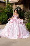 Cargar imagen en el visor de la galería, LA321 Wholesale Off-Shoulder Satin Beaded Sweetheart Bodice Lace Appliqués Bow &amp; Train Ball Gown