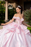 Cargar imagen en el visor de la galería, LA321 Wholesale Off-Shoulder Satin Beaded Sweetheart Bodice Lace Appliqués Bow &amp; Train Ball Gown
