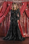 Load image into Gallery viewer, LA Merchandise LA7923 Long Sleeve Embroidered Gala Gown - BLACK - Dress LA Merchandise