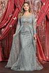 Load image into Gallery viewer, LA Merchandise LA7923 Long Sleeve Embroidered Gala Gown - SAGE - Dress LA Merchandise