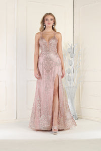 LA Merchandise LA7952 Embellished Sleeveless Long Prom Formal Gown - ROSE GOLD - Dress LA Merchandise