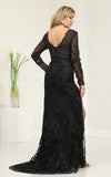 Load image into Gallery viewer, La Merchandise LA7972 Long Sleeve Slit Glitter Gown - - Dress LA Merchandise