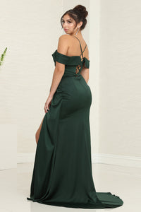 LA Merchandise LA7990 Simple Off-Shoulder Satin Bridesmaids Dress - - Dress LA Merchandise